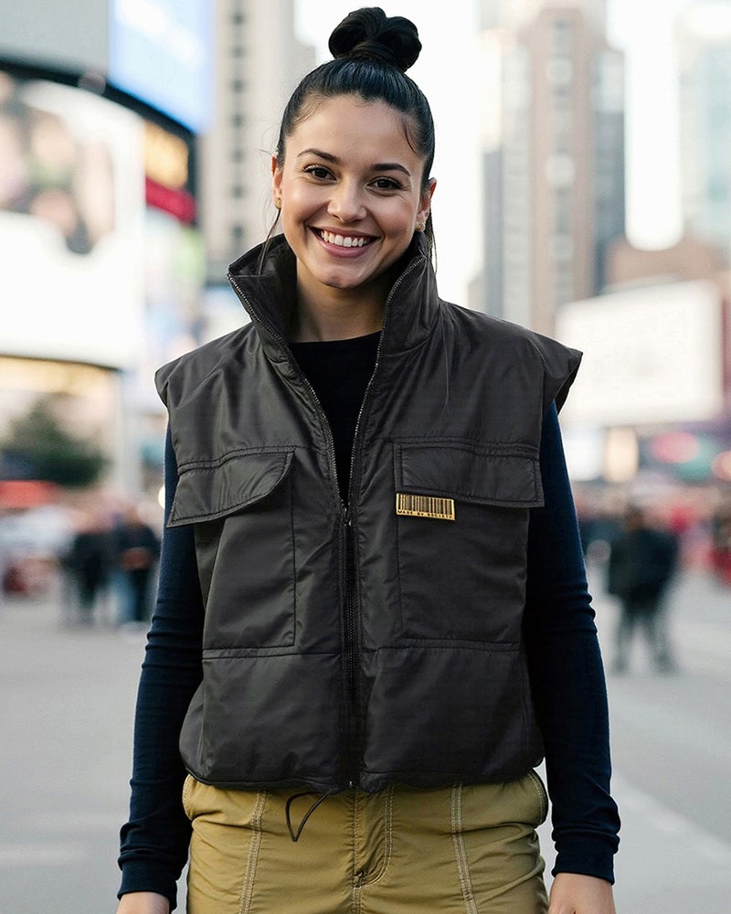 bewakoof Women's Black Oversized Gilet Jacket - Image 1